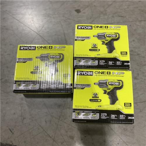 NEW! - RYOBI ONE+ HP 18V Brushless Cordless Compact 1/2 in 4 Mode Impact Wrench (Tool Only) -(3 UNITS)