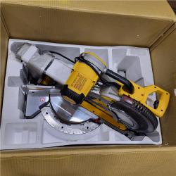 AS-IS DEWALT 15 Amp Corded 12 in. Double Bevel Sliding Compound Miter Saw, Blade Wrench and Material Clamp