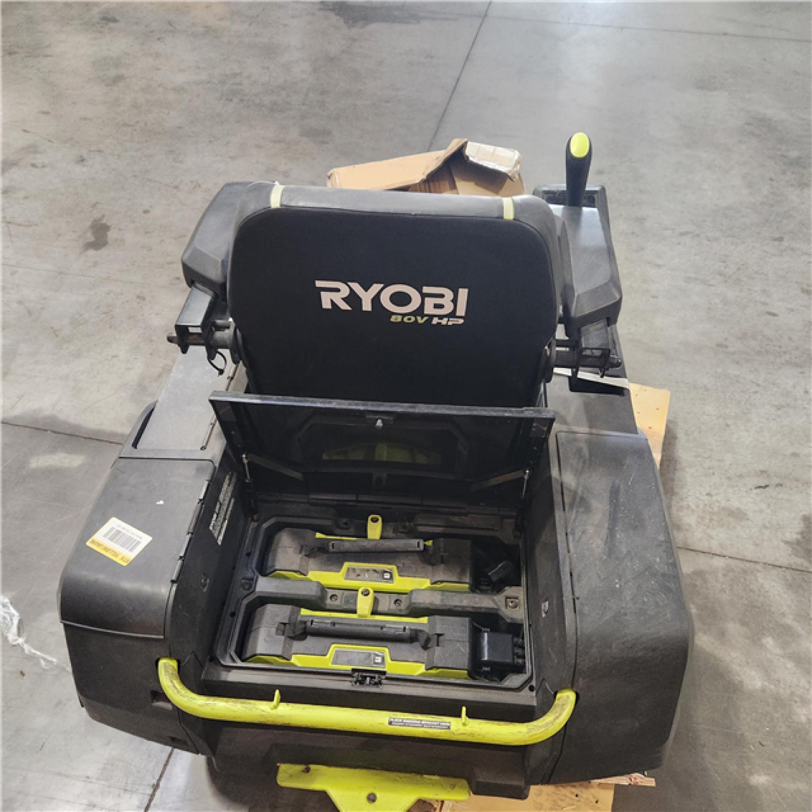 Dallas Location - As-Is RYOBI 80V HP Brushless 30 in Riding Mower with (2) 80V 10 Ah Batteries and Charger