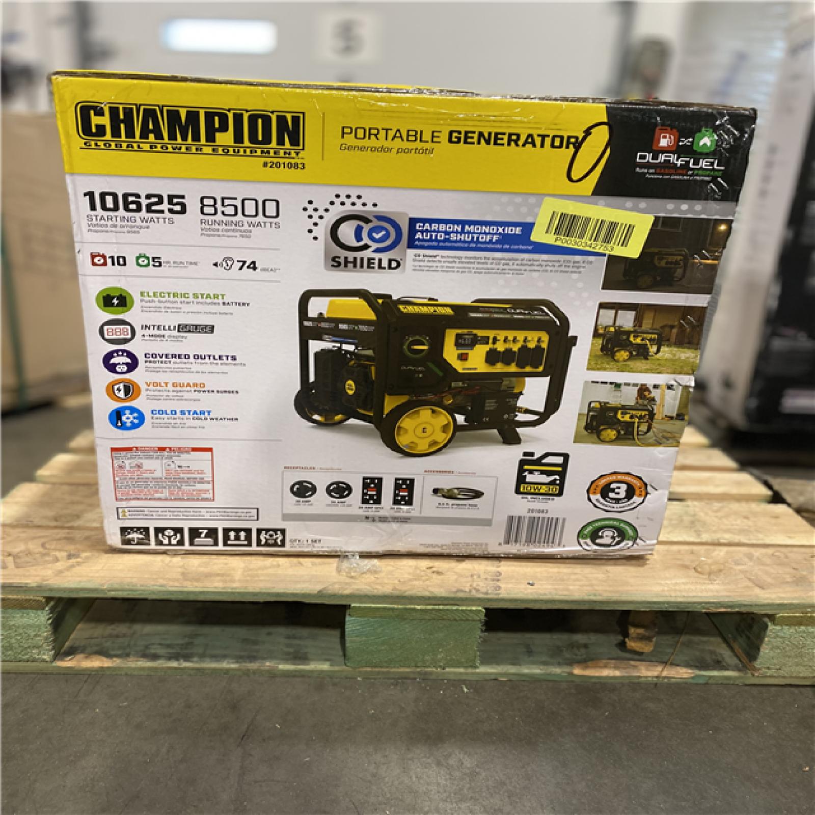 DALLAS LOCATION - Champion Power Equipment 10,625/8500-Watt Electric Start Gasoline and Propane Powered Dual Fuel Portable Generator with CO Shield