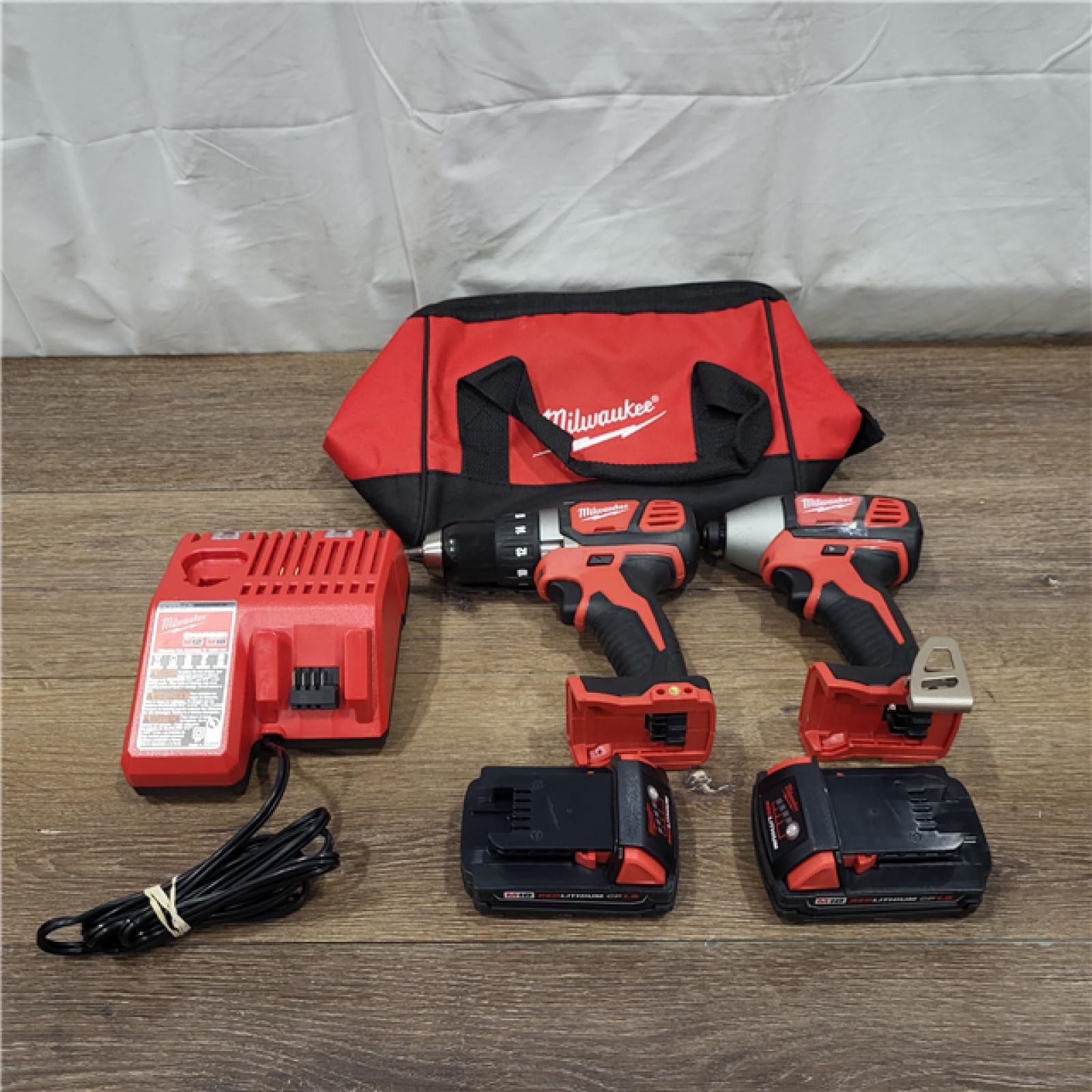 AS-IS Milwaukee M18 18V Cordless Brushed 2 Tool Drill/Driver and Impact Driver Kit