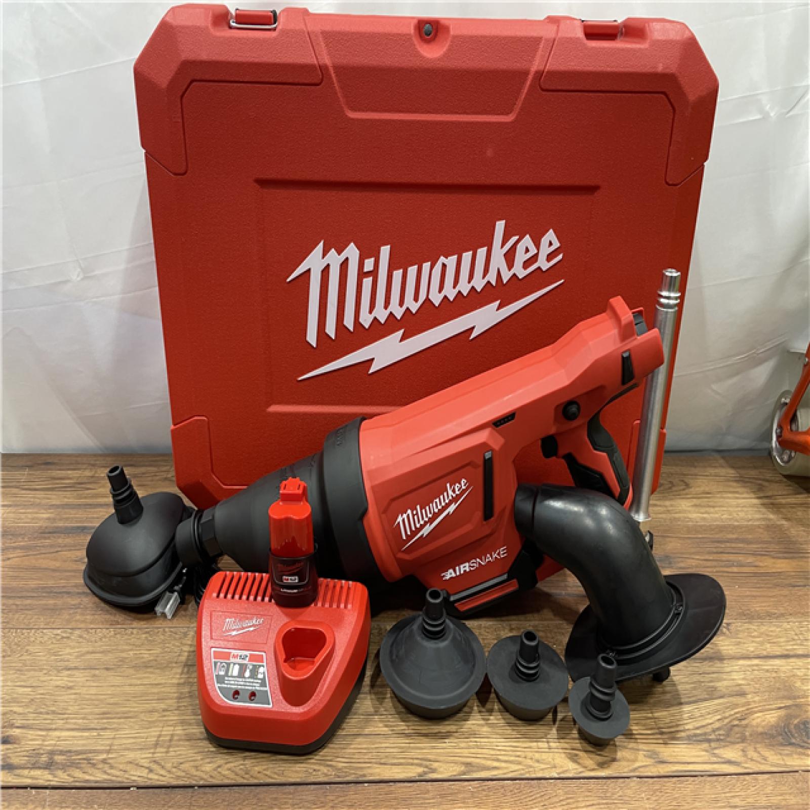 AS-IS Milwaukee M12 12-Volt Lithium-Ion Cordless Drain Cleaning Airsnake Air Gun Kit