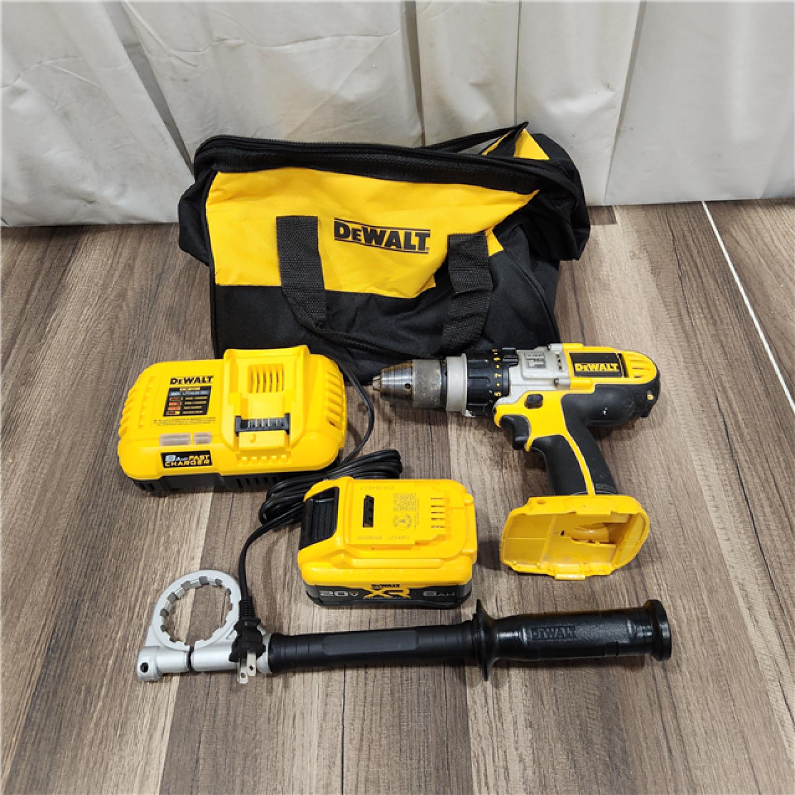 AS IS DEWALT 20V XR Lithium-Ion Cordless Hammer Drill Kit with 8.0 Ah Battery, Charger and Kit Bag