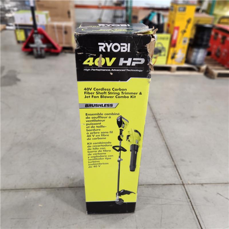 Ryobi 40V Cordless Battery String Trimmer and Jet Fan Blower Combo Kit (2-Tools) with 4.0 Ah Battery and Charger