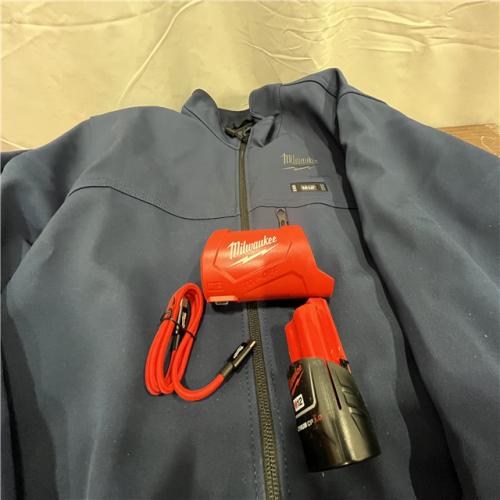 AS-ISMen's Large M12 12-Volt Lithium-Ion Cordless Tough Shell Navy Blue Heated Jacket with (1) 3.0 Ah Battery and Charger