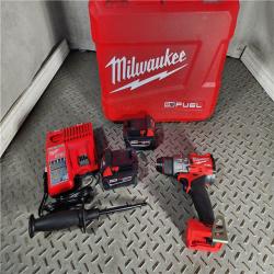 HOUSTON LOCATION - AS-IS (APPEARS LIKE NEW) Milwaukee 2904-22 Hammer Drill Driver Kit with Batteries  Charger & Tool Case  Red