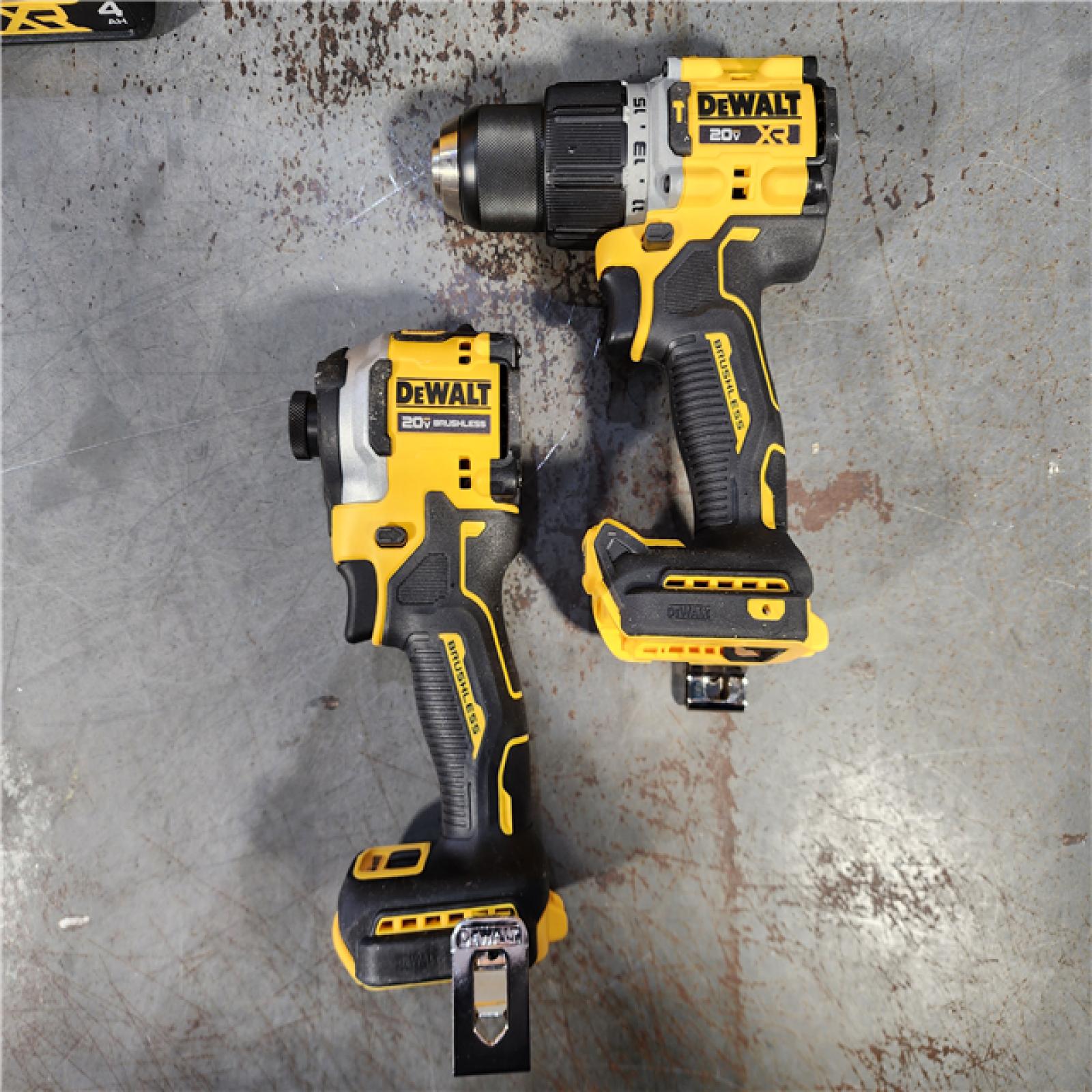 HOUSTON LOCATION - AS-IS DEWALT 20V MAX XR Hammer Drill and ATOMIC Impact Driver 2 Tool Cordless Combo Kit with (2) 4.0Ah Batteries, Charger, and Bag