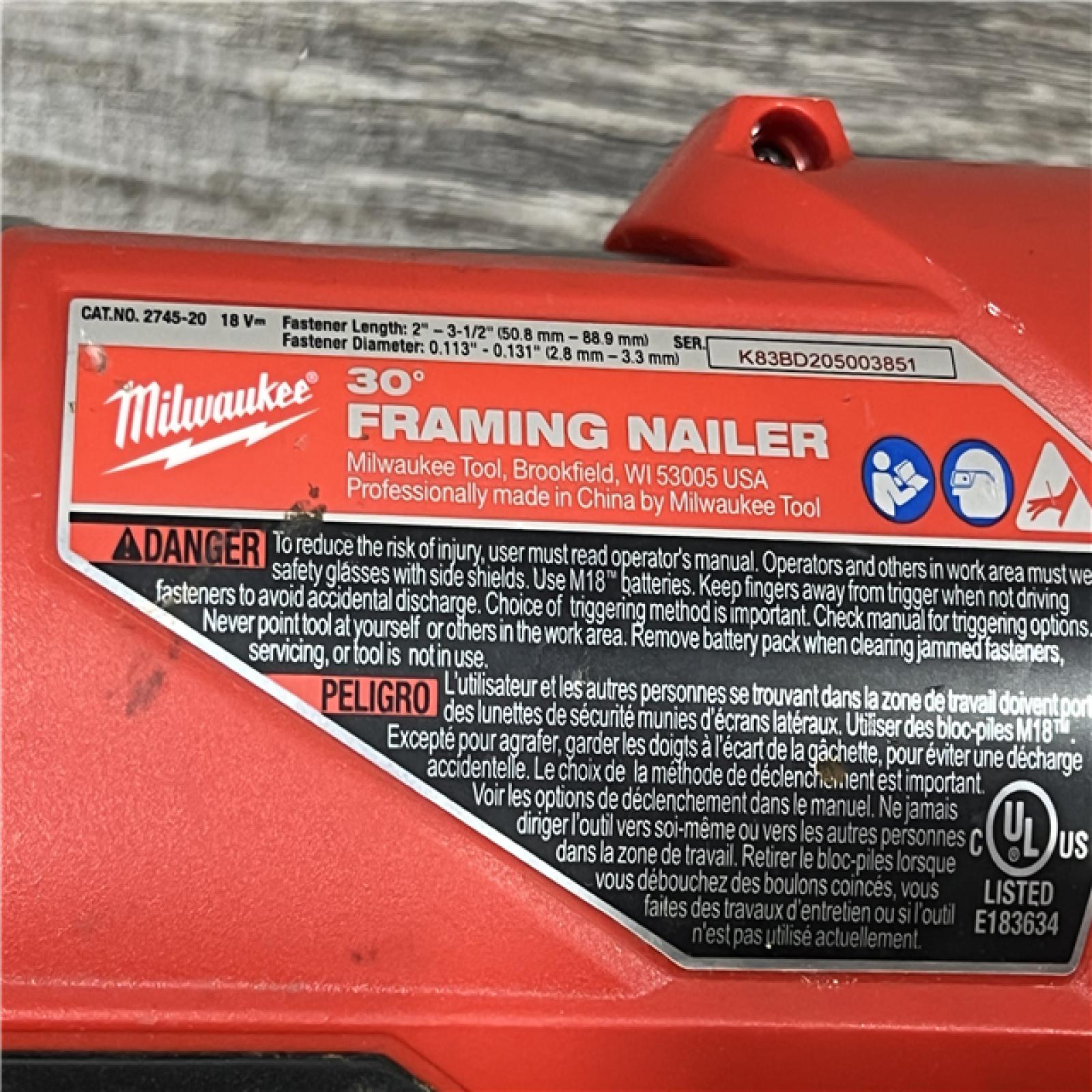 AS-IS Milwaukee M18 FUEL 30 Degree Framing Nailer