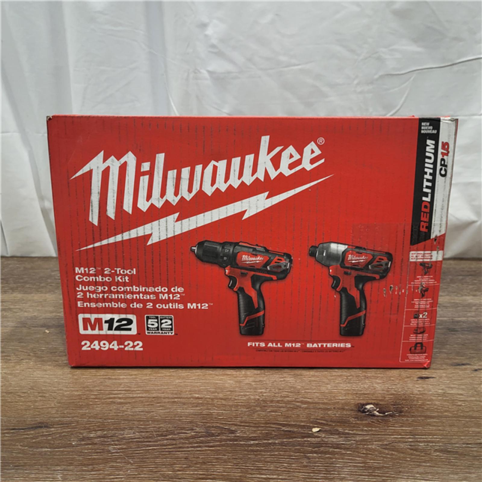 AS-IS M12 12V Lithium-Ion Cordless Drill Driver/Impact Driver Combo Kit with Two 1.5Ah Batteries, Charger and Bag (2-Tool)