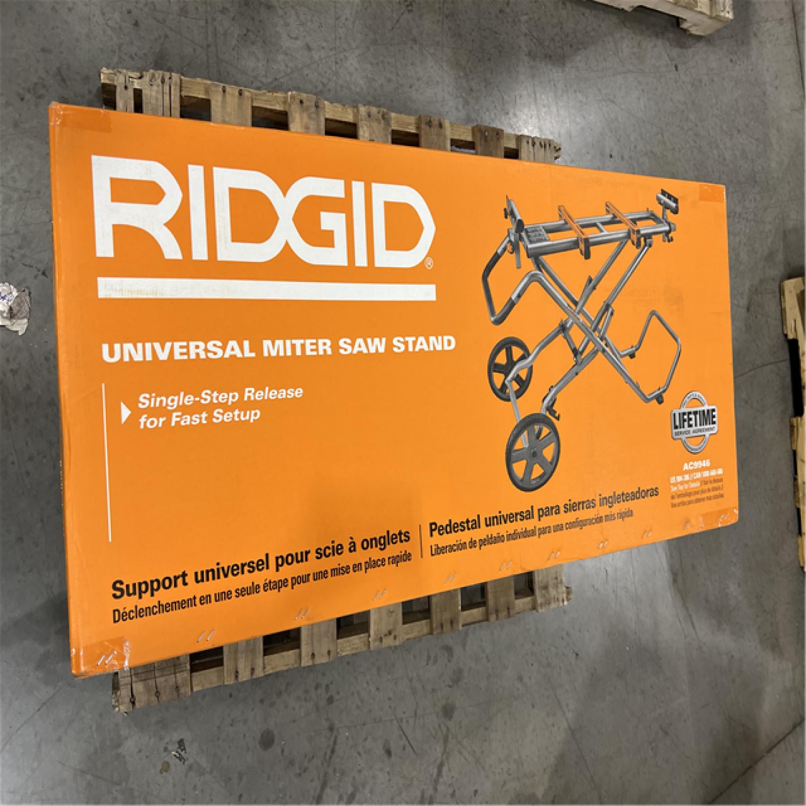 DALLAS LOCATION - RIDGID Foldable Mobile Miter Saw Stand with Mounting Braces PALLET - (2 UNITS)