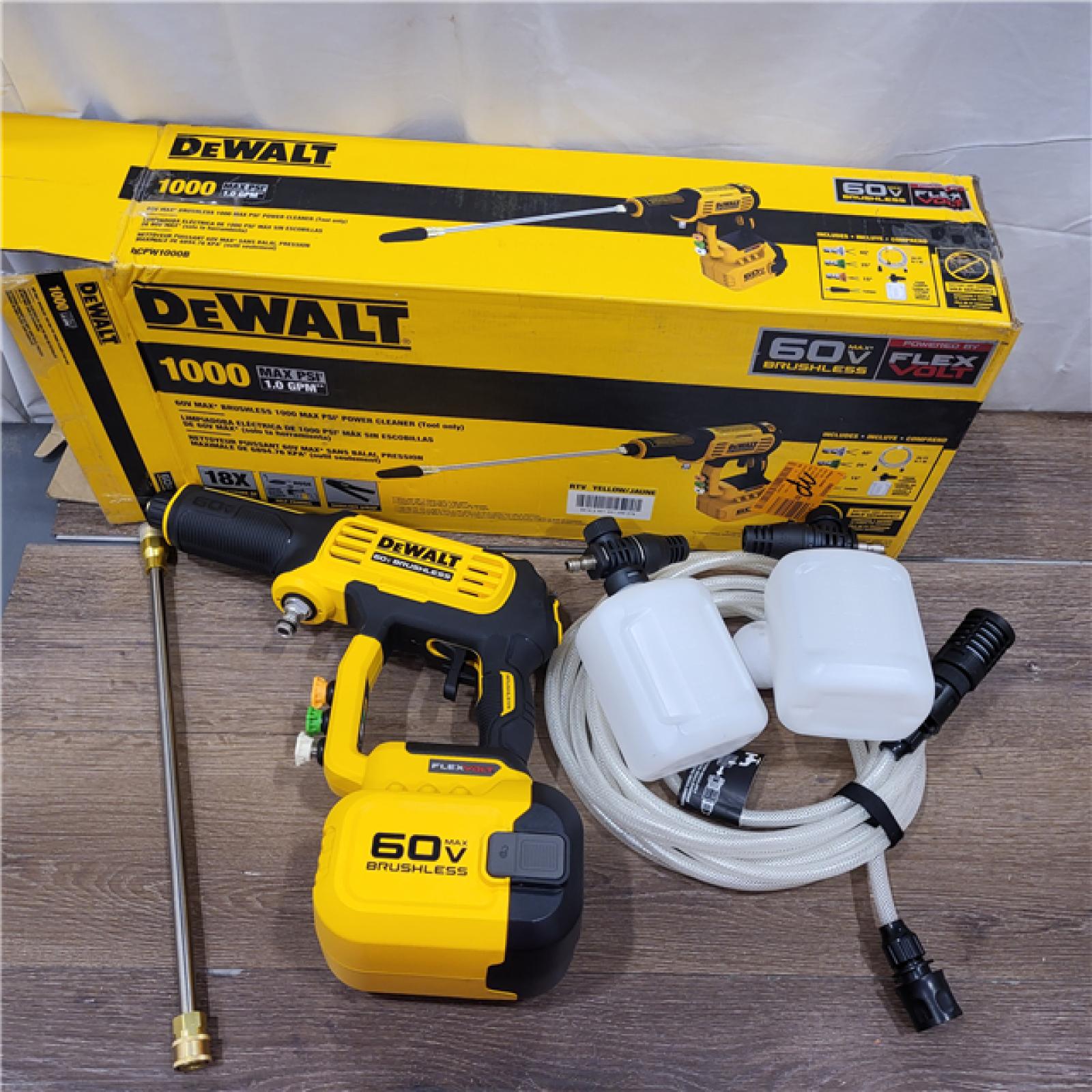 AS-IS DEWALT FLEXVOLT 60V MAX 1000 PSI 1.0 GPM Cold Water Cordless Battery Power Cleaner (Tool Only)