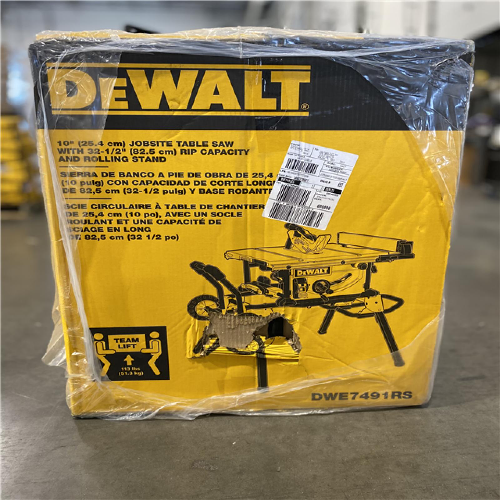 DALLAS LOCATION - DEWALT 15 Amp Corded 10 in. Job Site Table Saw with Rolling Stand