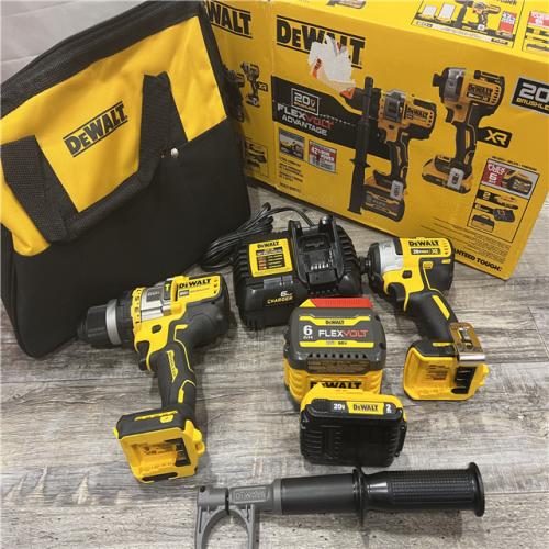 AS-IS DEWALT 20V MAX Cordless Brushless Hammer Drill/Driver 2 Tool Combo Kit with FLEXVOLT ADVANTAGE