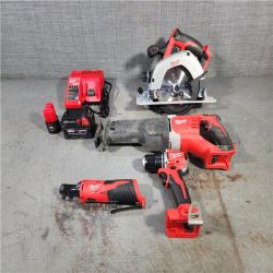 HOUSTON LOCATION - AS-IS MILWAUKEE 4 TOOL COMBO KIT W/ (2) BATTERY & CHARGER