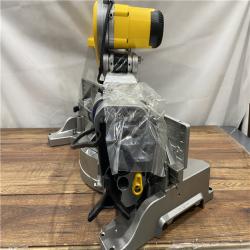 AS IS DEWALT 15 Amp Corded 12 in. Double Bevel Sliding Compound Miter Saw, Blade Wrench and Material Clamp