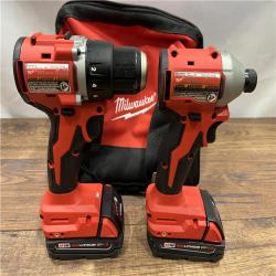 AS IS M18 18V Lithium-Ion Brushless Cordless Compact Drill/Impact Combo Kit (2-Tool) W/(2) 2.0 Ah Batteries, Charger & Bag