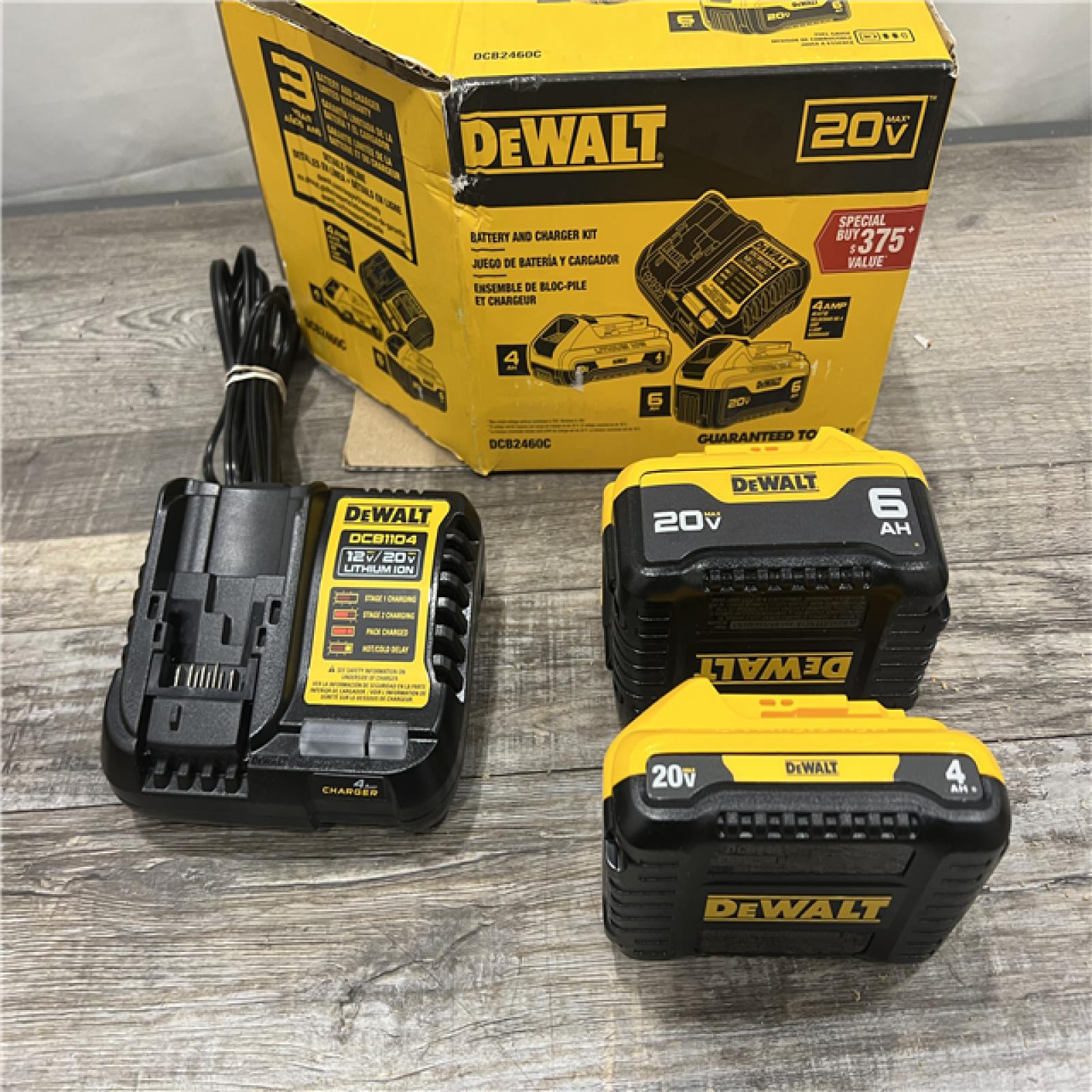 AS-IS DEWALT 20V MAX Lithium-Ion 6.0Ah and 4.0Ah Battery and Charger Starter Kit