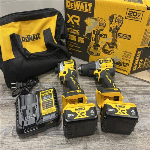 AS-IS DEWALT 20V MAX XR Hammer Drill and ATOMIC Impact Driver 2 Tool Cordless Combo Kit with (2) 4.0Ah Batteries, Charger, and Bag