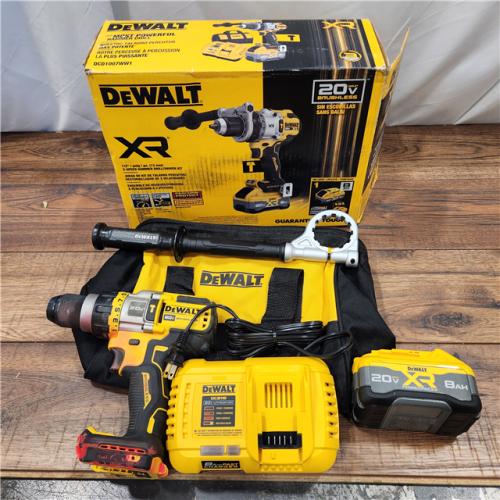 AS-IS DEWALT 20V XR Lithium-Ion Cordless Hammer Drill Kit with 8.0 Ah Battery, Charger and Kit Bag