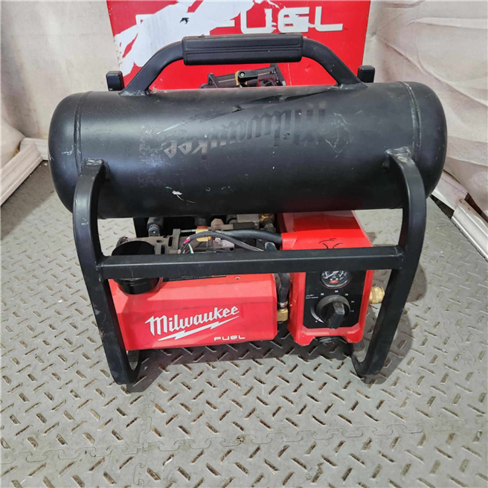 Houston location AS-IS MILWAUKEE M18 FUEL 18-Volt Lithium-Ion Brushless Cordless 2 Gal. Electric Compact Quiet Compressor (Tool-Only)