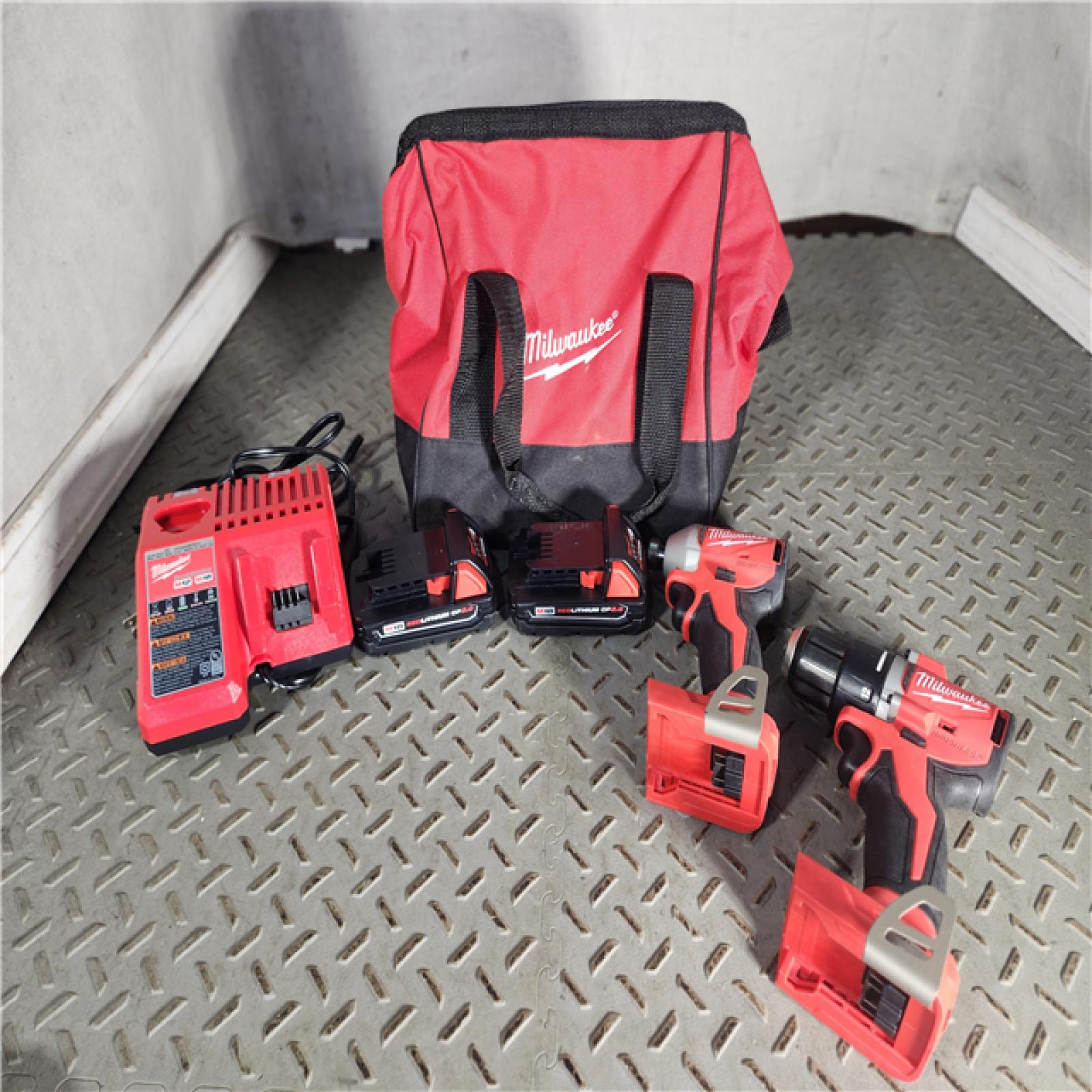 HOUSTON LOCATION - AS-IS M18 18V Lithium-Ion Brushless Cordless Compact Drill/Impact Combo Kit (2-Tool) W/(2) 2.0 Ah Batteries, Charger & Bag