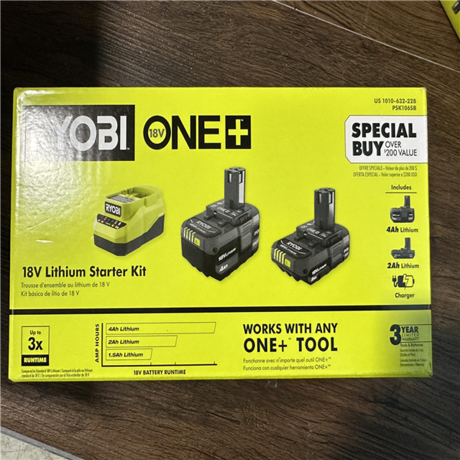 California NEW RYOBI 18V Lithium Starter Kit (4 Pieces)