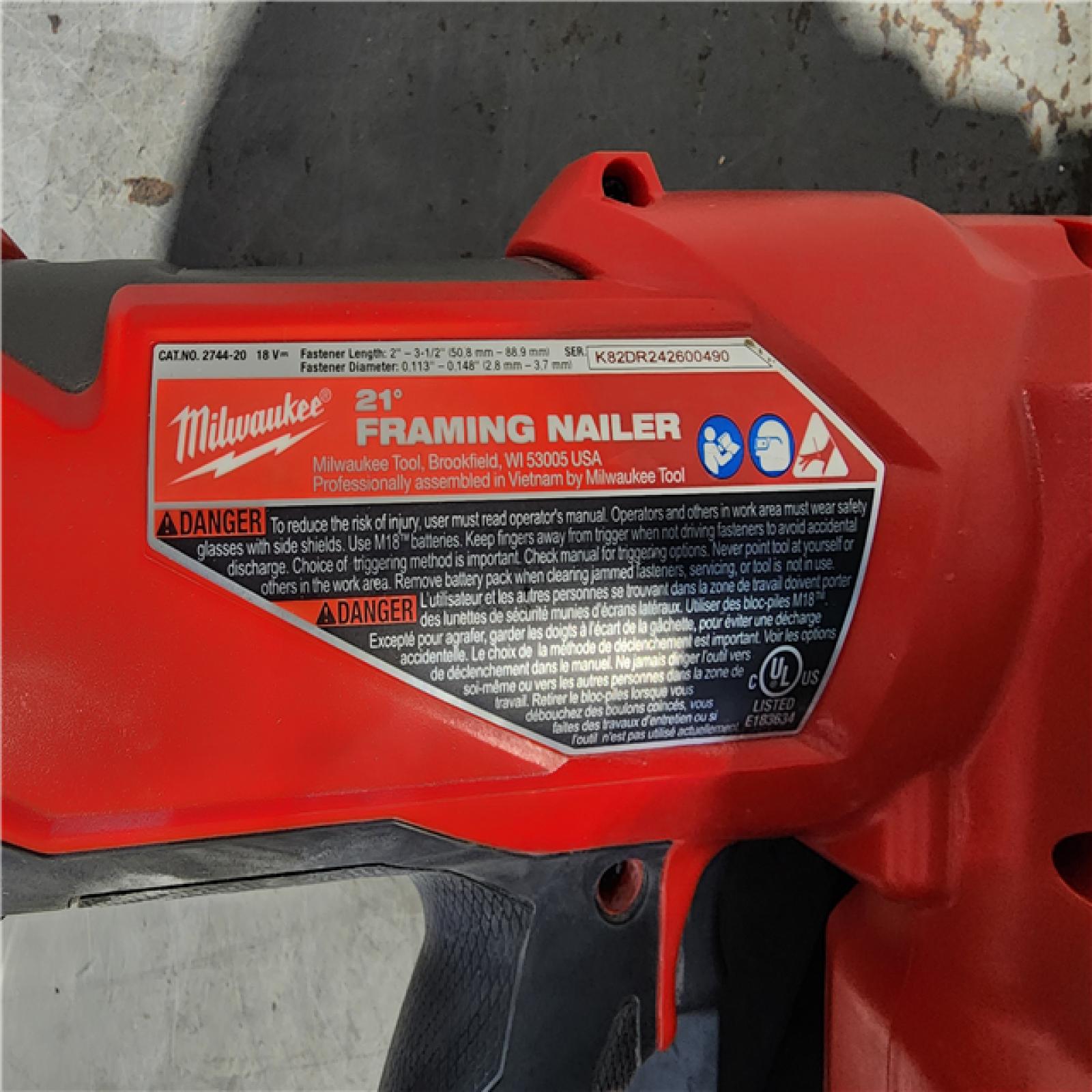 HOUSTON LOCATION - AS-IS Milwaukee 2744-20 M18 FUEL 21-Degree Cordless Framing Nailer (Tool Only)