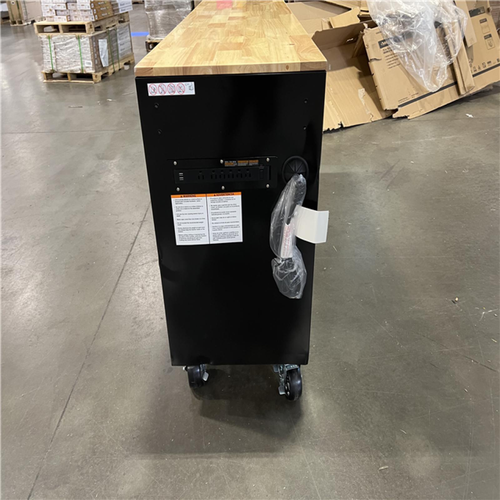 DALLAS LOCATION - Husky Standard Duty 72 in. W x 20 in. D 10-Drawer Black Mobile Workbench Cabinet with Solid Wood Top