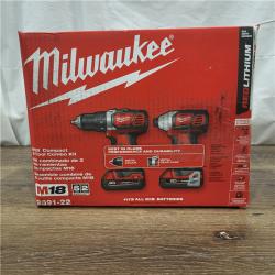 AS-IS Milwaukee M18 18V Cordless Brushed 2 Tool Drill/Driver and Impact Driver Kit