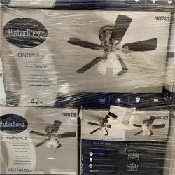 DALLAS LOCATION - AS-IS-  Harbor Breeze Vue 44-in Brushed Nickel with Driftwood/Cocoa Blades LED Indoor Ceiling Fan - PALLET (34  UNITS