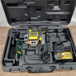 AS-IS 12V MAX Lithium-Ion 100 Ft. Green Self-Leveling 3-Beam 360 Degree Laser Level with 2.0Ah Battery, Charger and Case