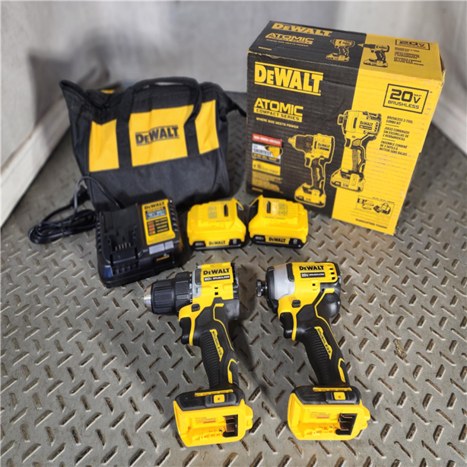 HOUSTON LOCATION - AS-IS (APPEARS LIKE NEW) ATOMIC 20-Volt MAX Lithium-Ion Cordless Combo Kit (2-Tool) with (2) 2.0Ah Batteries, Charger and Bag