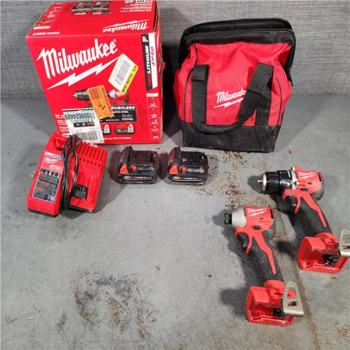 HOUSTON LOCATION - AS-IS M18 18V Lithium-Ion Brushless Cordless Compact Drill/Impact Combo Kit (2-Tool) W/(2) 2.0 Ah Batteries, Charger & Bag