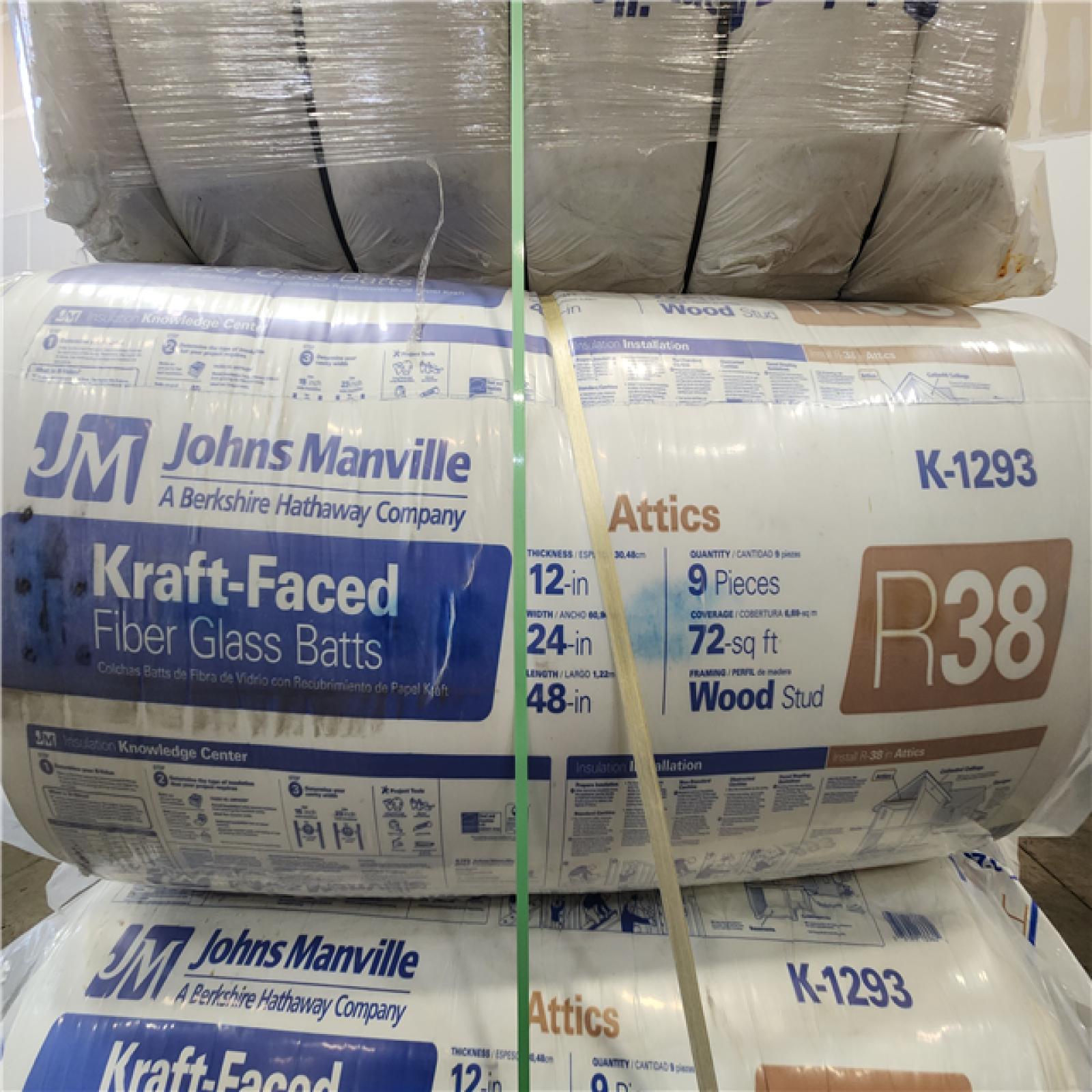 Phoenix Location Johns Manville R-38 Kraft Faced Fiberglass Insulation Batt 24 in. W x 48 in. L (12 Bags 864 Sq/Ft)