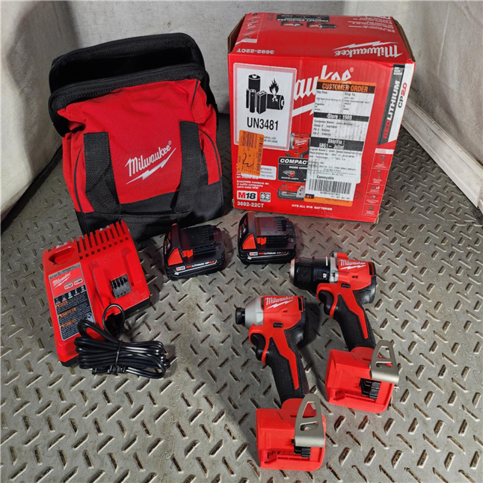 HOUSTON LOCATION - AS-IS (APPEARS LIKE NEW) Milwaukee M18 Compact Brushless 2-Tool Combo Kit