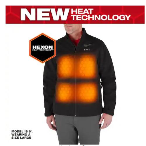 NEW! - Milwaukee Men's Large M12 12-Volt Lithium-Ion Cordless Tough Shell Black Heated Jacket with (1) 3.0 Ah Battery and Charger