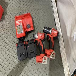 Houston location AS-IS MILWAUKEE M18 18V Lithium-Ion Brushless Cordless Compact Drill/Impact Combo Kit (2-Tool) W/(2) 2.0 Ah Batteries, Charger & Bag