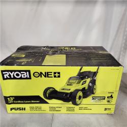 RYOBI 18V ONE+ 13-inch Cordless Battery Walk Behind Push Lawn Mower Kit  with 4.0 Ah
