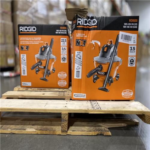 DALLAS LOCATION - RIDGID 6 Gallon 3.5 Peak HP NXT Shop Vac Wet Dry Vacuum with General Debris Filter, Locking Hose and Accessory Attachments- (3 UNITS)