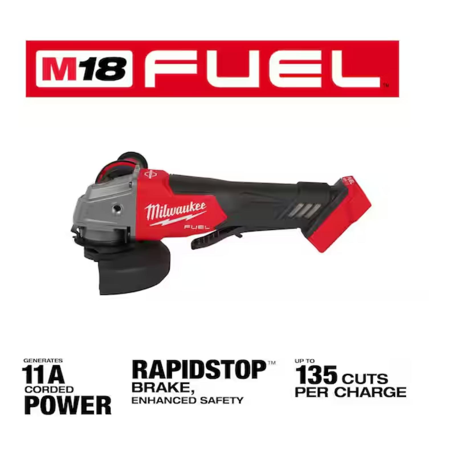 NEW! - Milwaukee M18 FUEL 18V Lithium-Ion Brushless Cordless 4-1/2 in./5 in. Grinder w/Paddle Switch (Tool-Only)