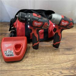 AS-IS Milwaukee M12 12V Lithium-Ion Cordless Drill Driver/Impact Driver Combo Kit