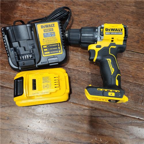 AS-IS DEWALT ATOMIC 20-Volt Lithium-Ion Cordless 1/2 in. Compact Hammer Drill with 3.0Ah Battery, Charger and Bag