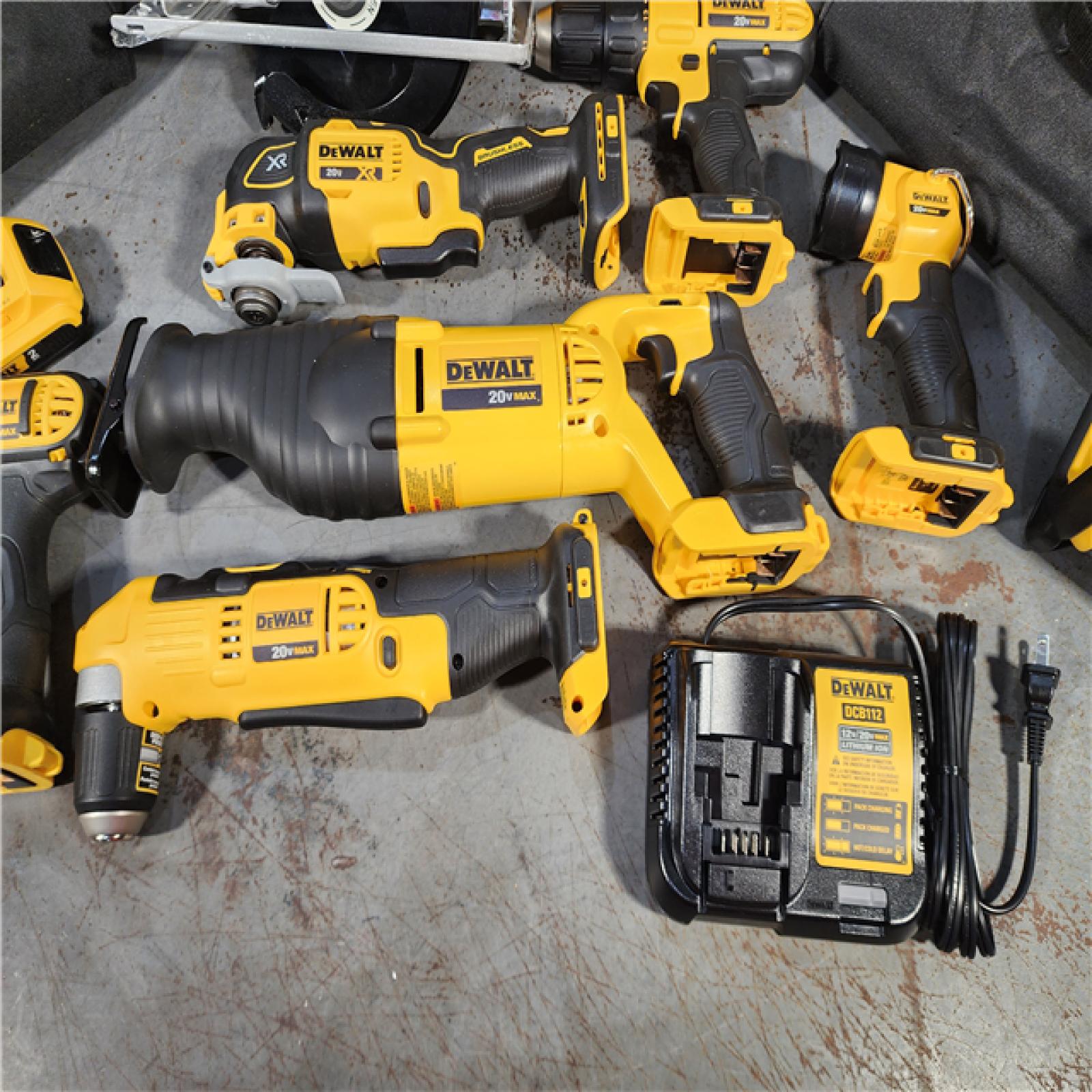 HOUSTON LOCATION - AS-IS DEWALT 9 TOOL COMBO KIT W/ (2) BATTERY & CHARGER