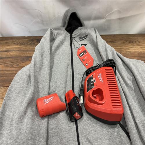 AS-IS Women's 2X-Large M12 12-Volt Lithium-Ion Cordless Gray Heated Jacket Hoodie Kit with (1) 2.0 Ah Battery and Charger