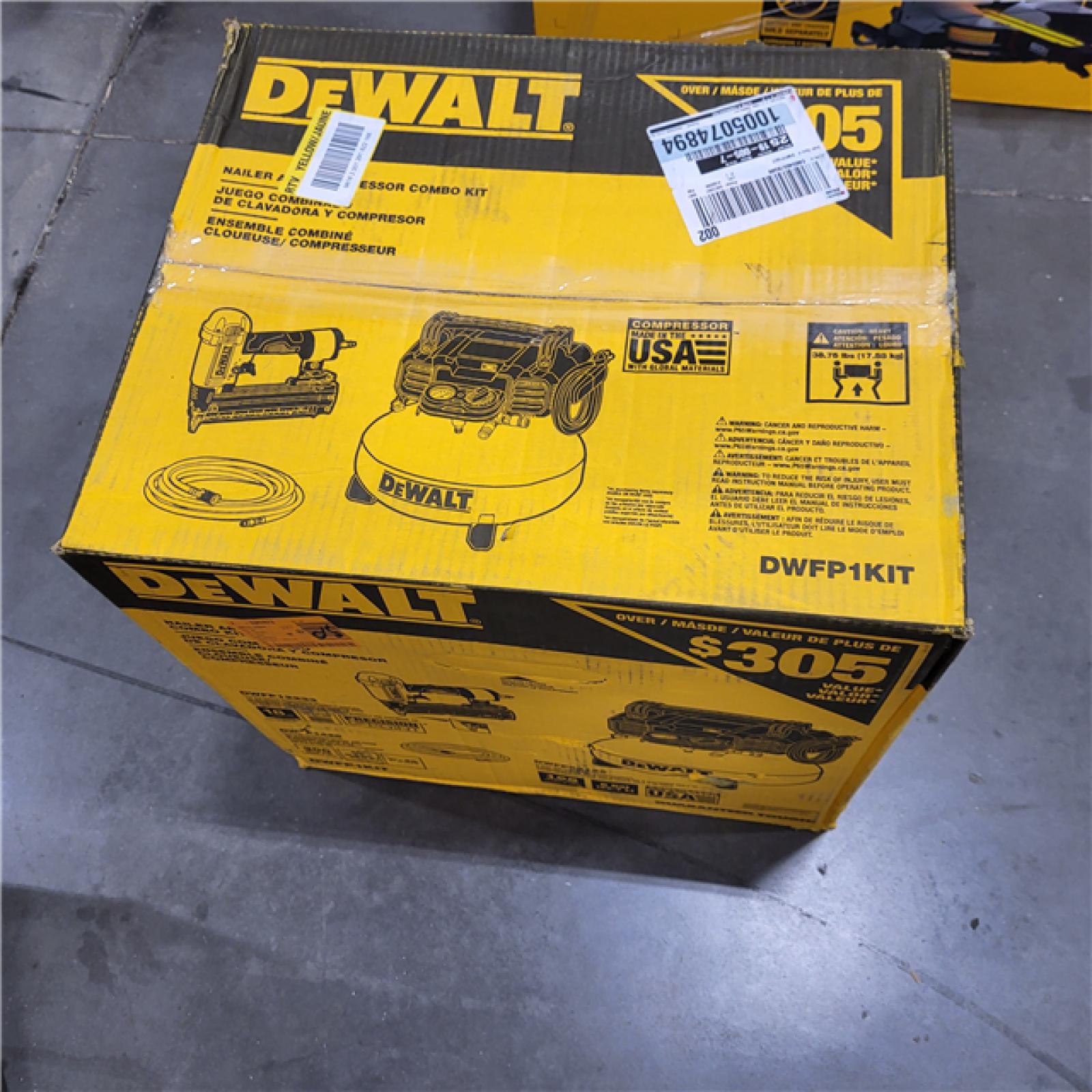 AS-IS DEWALT 6 Gal. 18-Gauge Brad Nailer and Heavy-Duty Pancake Electric Air Compressor Combo Kit