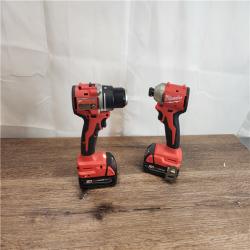 AS-IS Milwaukee 3692-22CT 18V M18 Lithium-Ion Compact Brushless Cordless 2-Tool Combo Kit with 1/2 Drill/Driver and 1/4 Hex Impact Driver 2.0 Ah