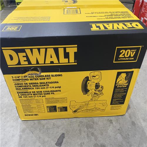 Houston location AS-IS DEWALT 20V MAX Cordless 7-1/4 in. Sliding Miter Saw with (1) 20V Battery 4.0Ah