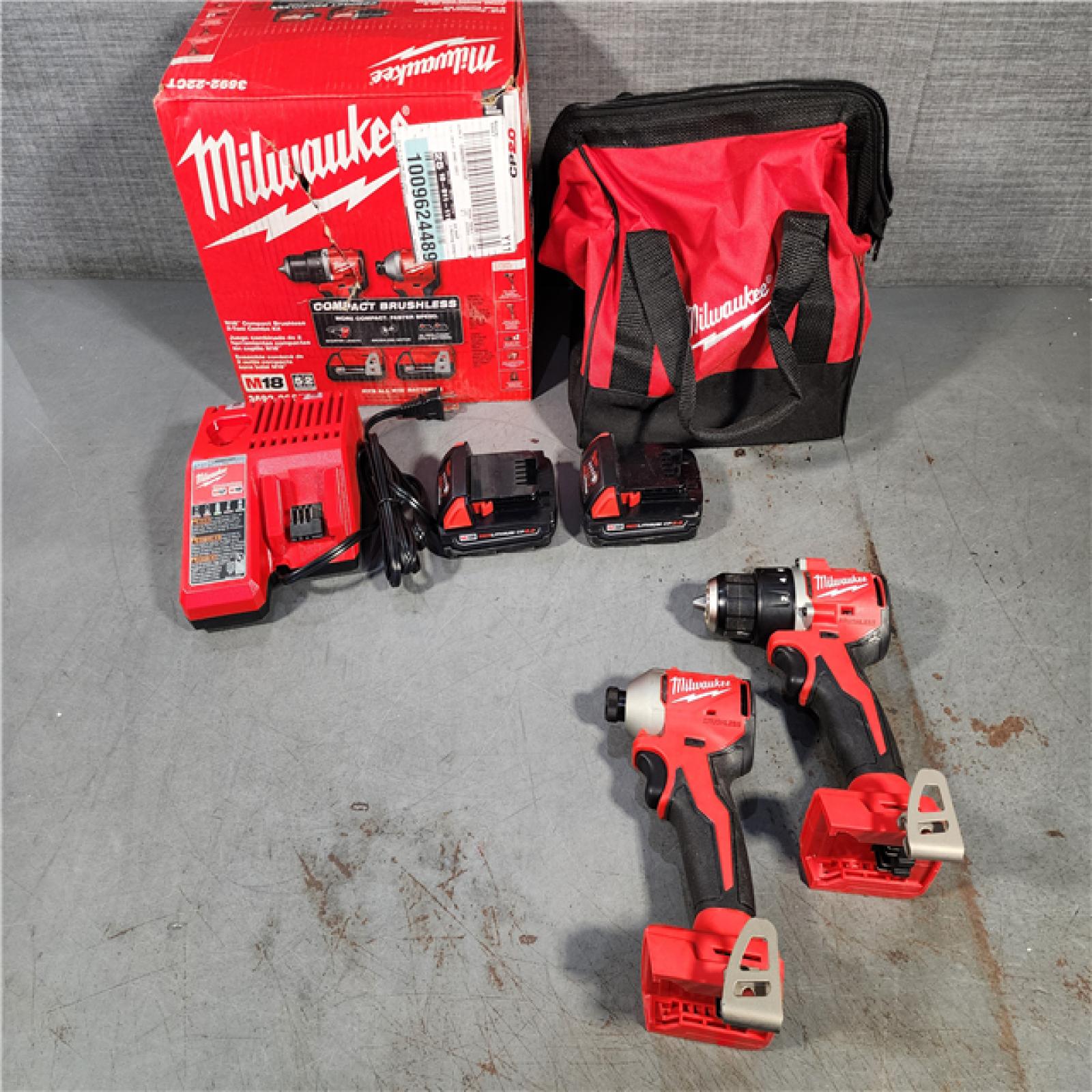 HOUSTON LOCATION - AS-IS M18 18V Lithium-Ion Brushless Cordless Compact Drill/Impact Combo Kit (2-Tool) W/(2) 2.0 Ah Batteries, Charger & Bag