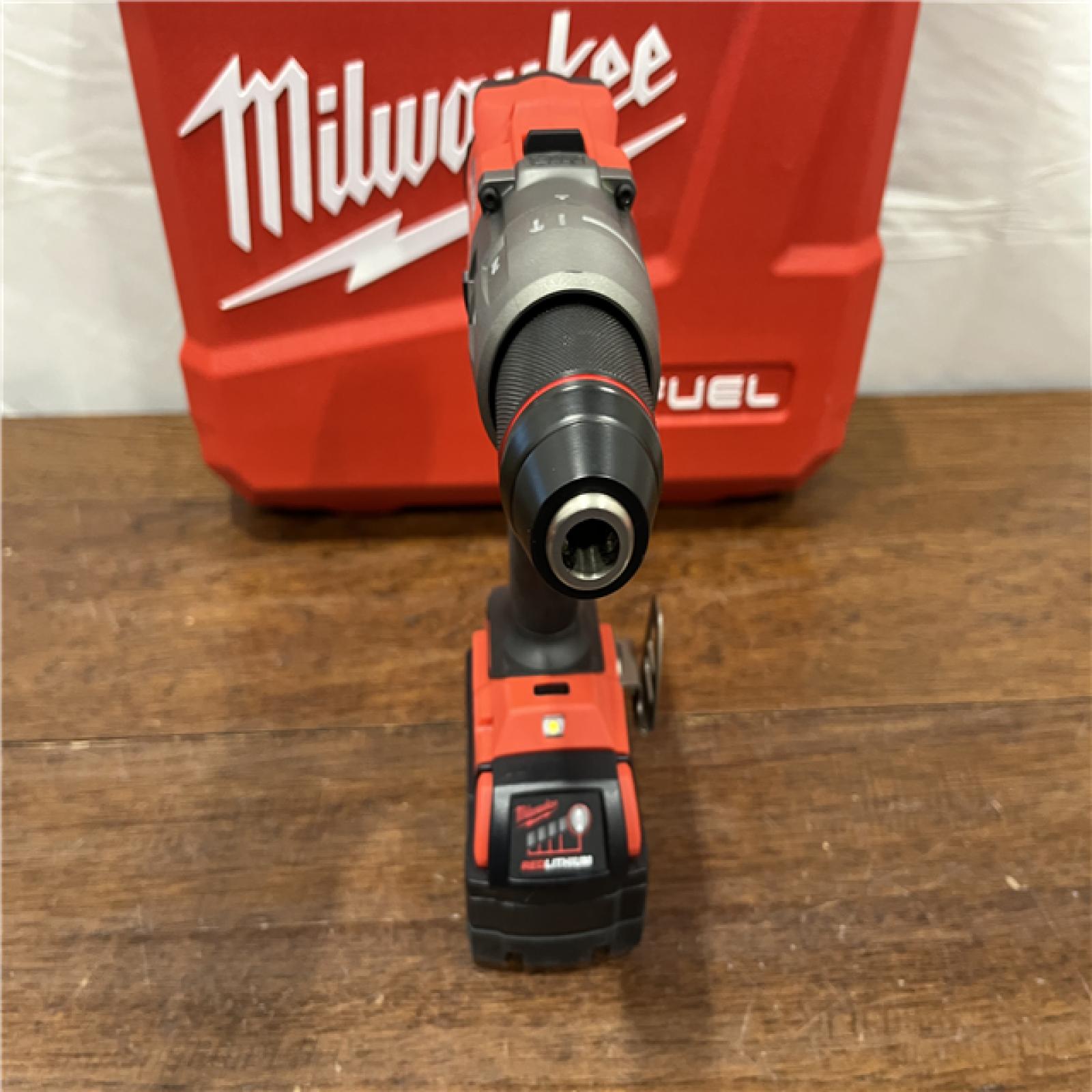 AS-ISMilwaukee 2904-22 Hammer Drill Driver Kit with Batteries  Charger & Tool Case  Red