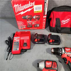 HOUSTON LOCATION - AS-IS Milwaukee M18 18V Cordless Brushed 2 Tool Drill/Driver and Impact Driver Kit